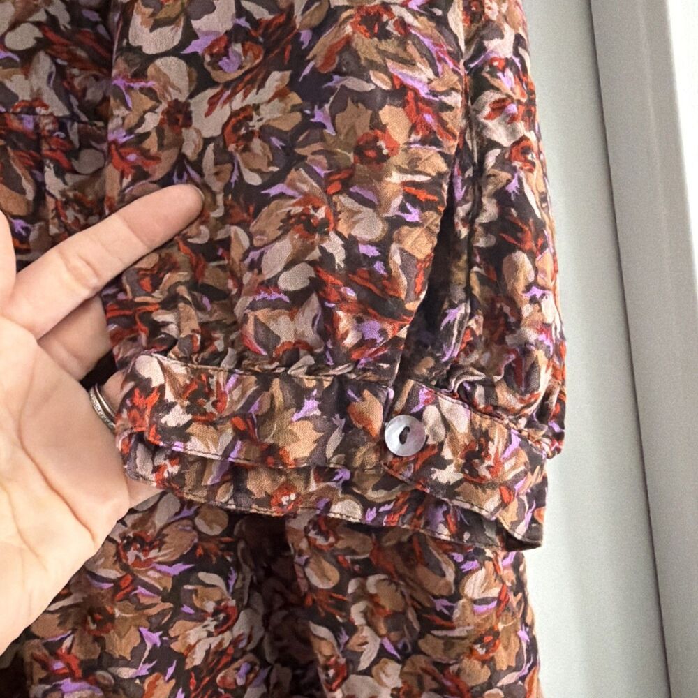 NATURAL LIFE Auguste Boho Maxi Dress Brown Purple Floral Size L/XL Women's - Picture 5 of 8